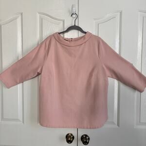 Talbots Pink Women's Top Size 2XL 3/4 Sleeves Standup Collar Button Back